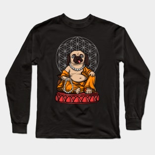 Pug Dog Buddha Long Sleeve T-Shirt